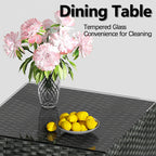 BIRCHTREE Rattan Garden Furniture Set Corner Sofa Glass Table Patio 5 Seaters 08