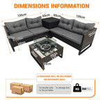 BIRCHTREE Rattan Furniture Set 4-Seater with Fire Pit Table & Side Storage Box 11