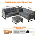BIRCHTREE Rattan Furniture Set 4-Seater with Fire Pit Table & Side Storage Box 11