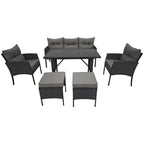 BIRCHTREE Rattan Furniture Set 7-Seater with Table Armchairs Stools 12