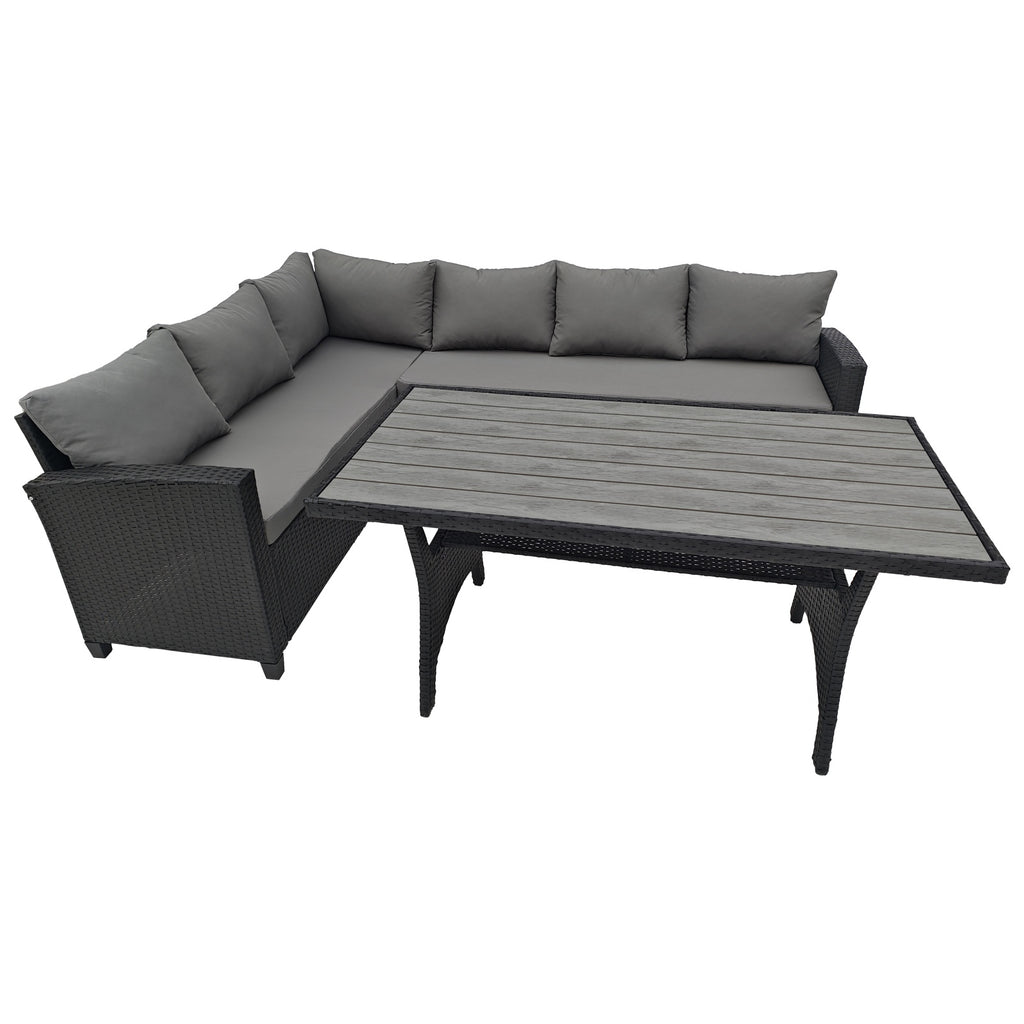 BIRCHTREE Rattan Furniture Set 5 Seater L-Shaped Corner Sofa 13