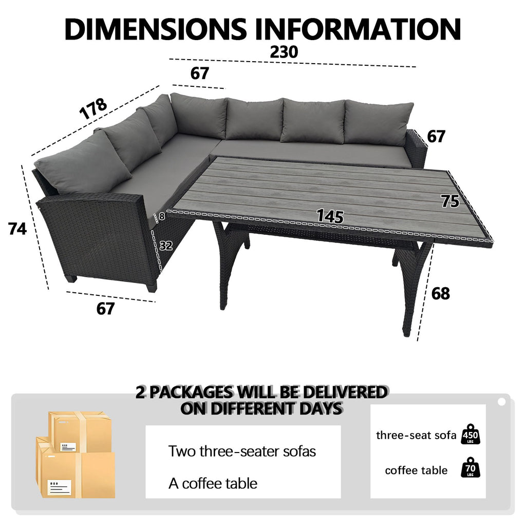 BIRCHTREE Rattan Furniture Set 5 Seater L-Shaped Corner Sofa 13