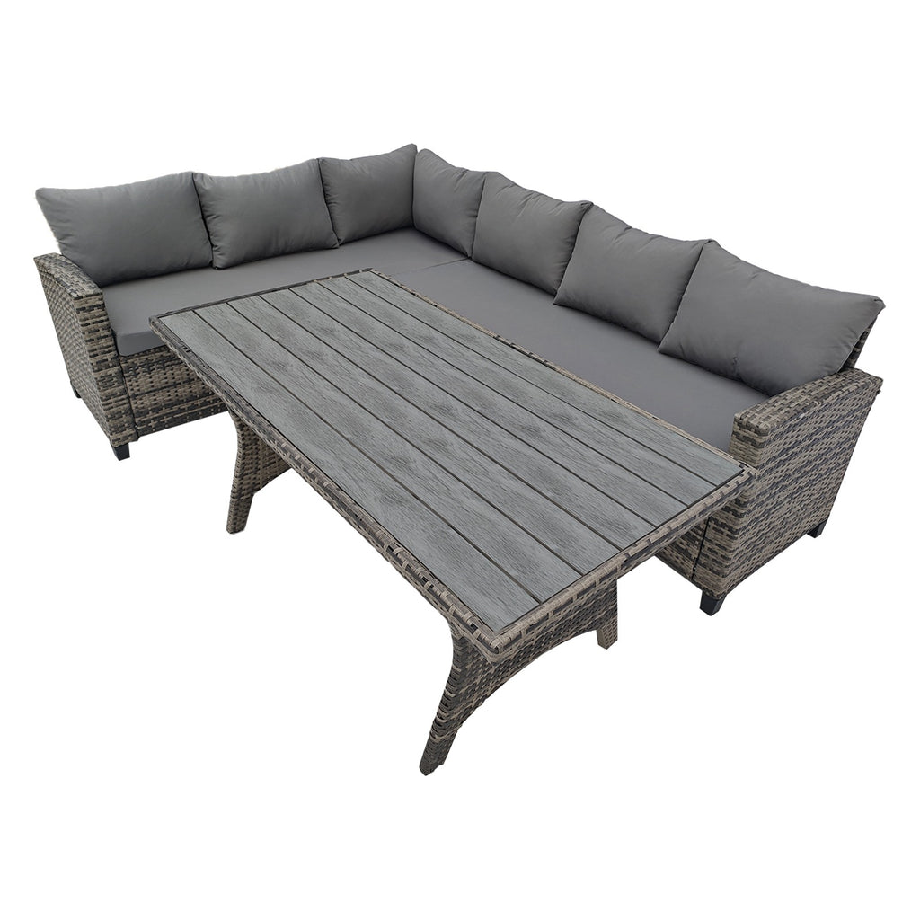 BIRCHTREE Rattan Furniture Set 5 Seater L-Shaped Corner Sofa 13