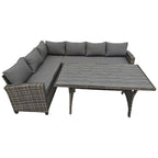 BIRCHTREE Rattan Furniture Set 5 Seater L-Shaped Corner Sofa 13