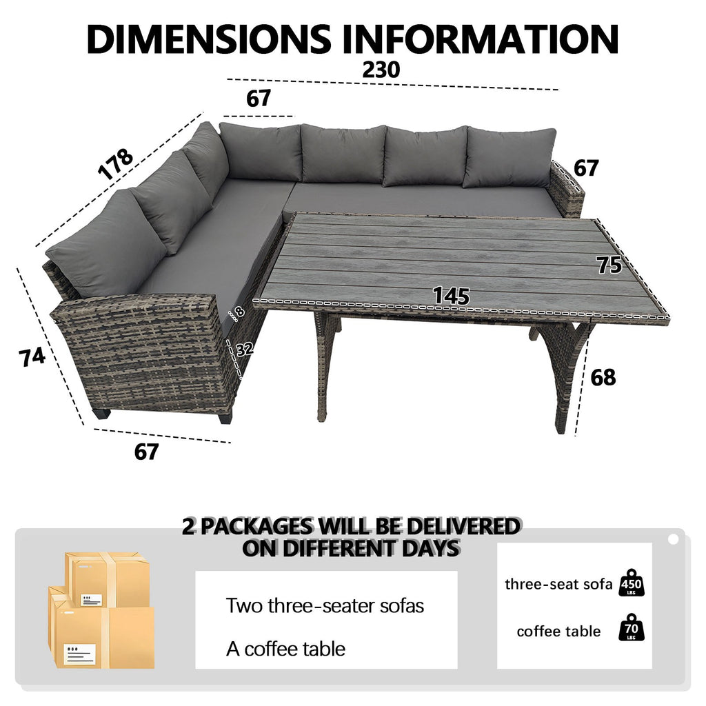 BIRCHTREE Rattan Furniture Set 5 Seater L-Shaped Corner Sofa 13
