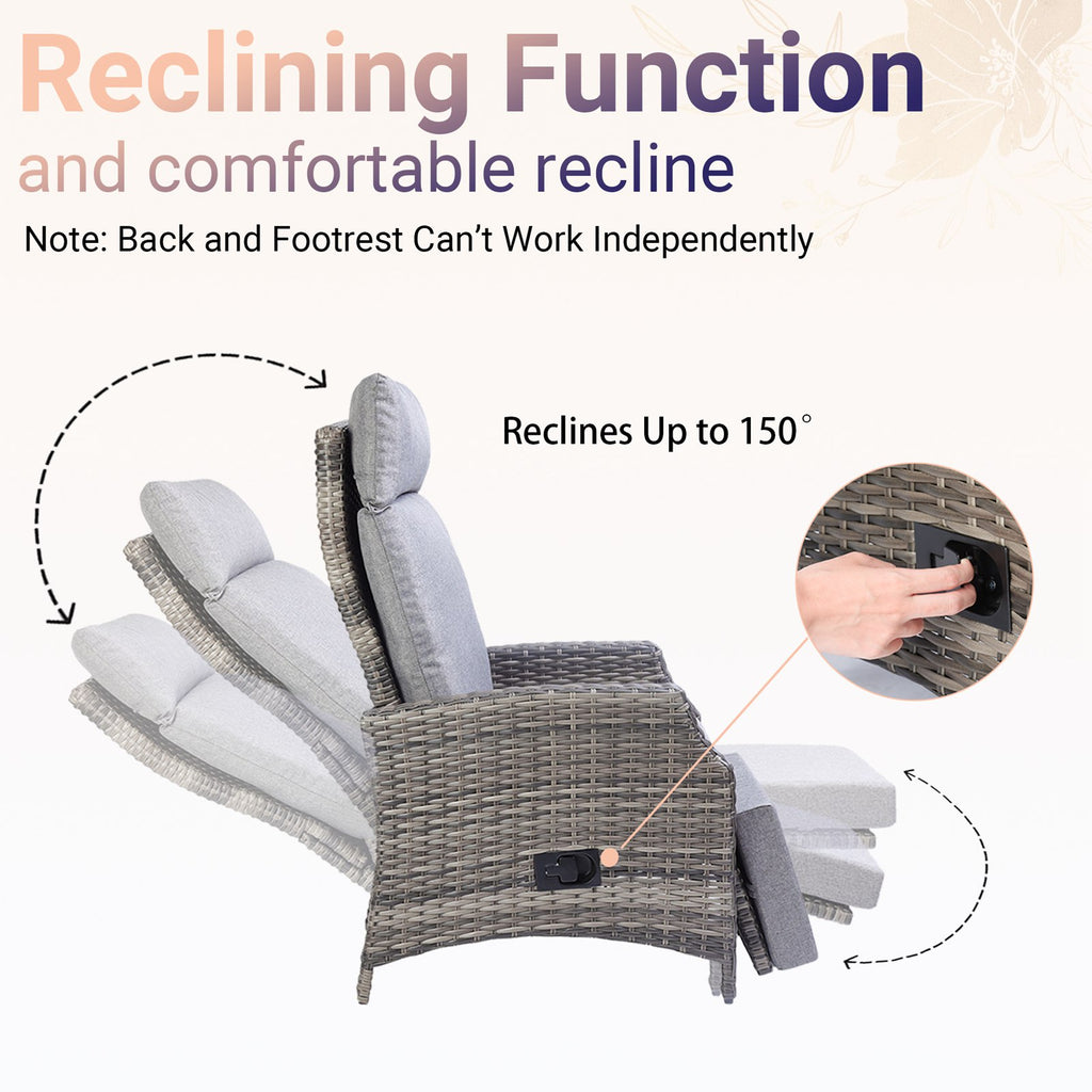 BIRCHTREE Rattan Armchair with Flip-Up Side Table