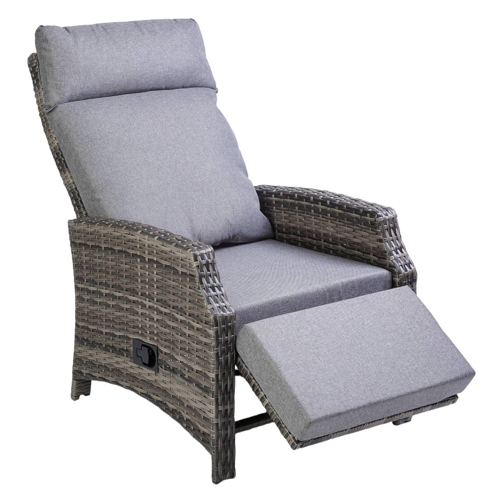BIRCHTREE Rattan Armchair with Flip-Up Side Table