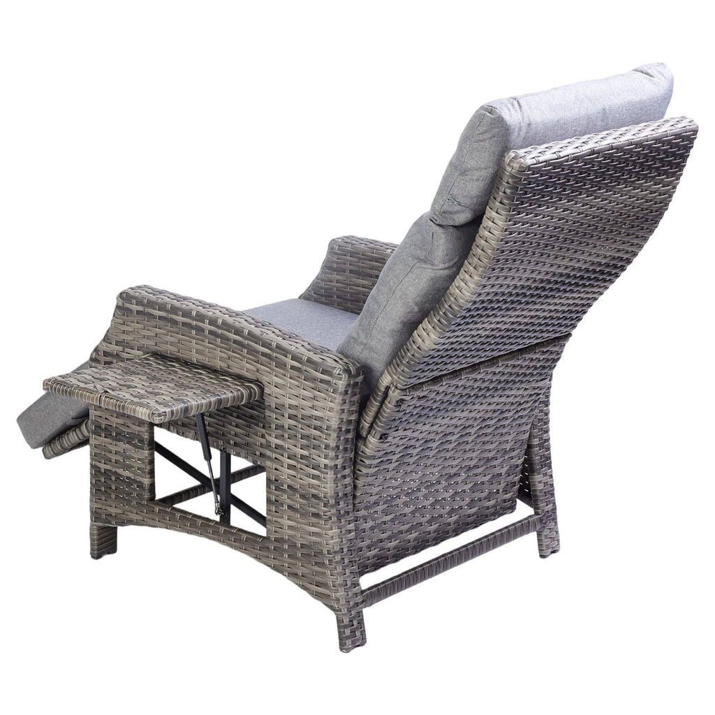 BIRCHTREE Rattan Armchair with Flip-Up Side Table