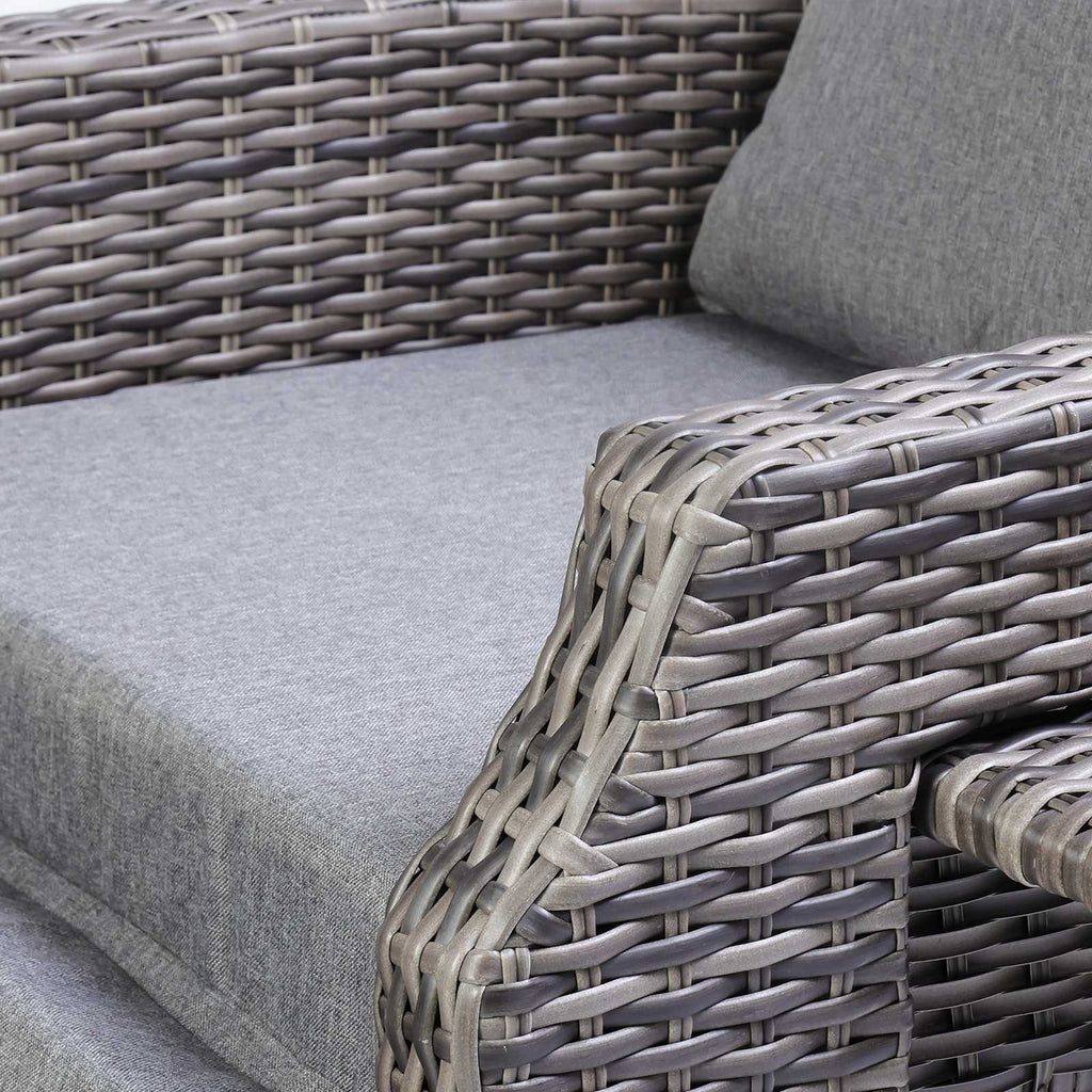 BIRCHTREE Rattan Armchair with Flip-Up Side Table