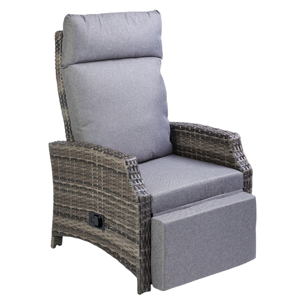 BIRCHTREE Rattan Armchair with Flip-Up Side Table