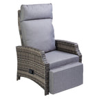 BIRCHTREE Rattan Armchair with Flip-Up Side Table