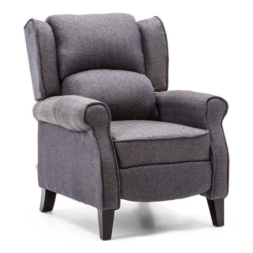 Grey recliner armchair on a white background