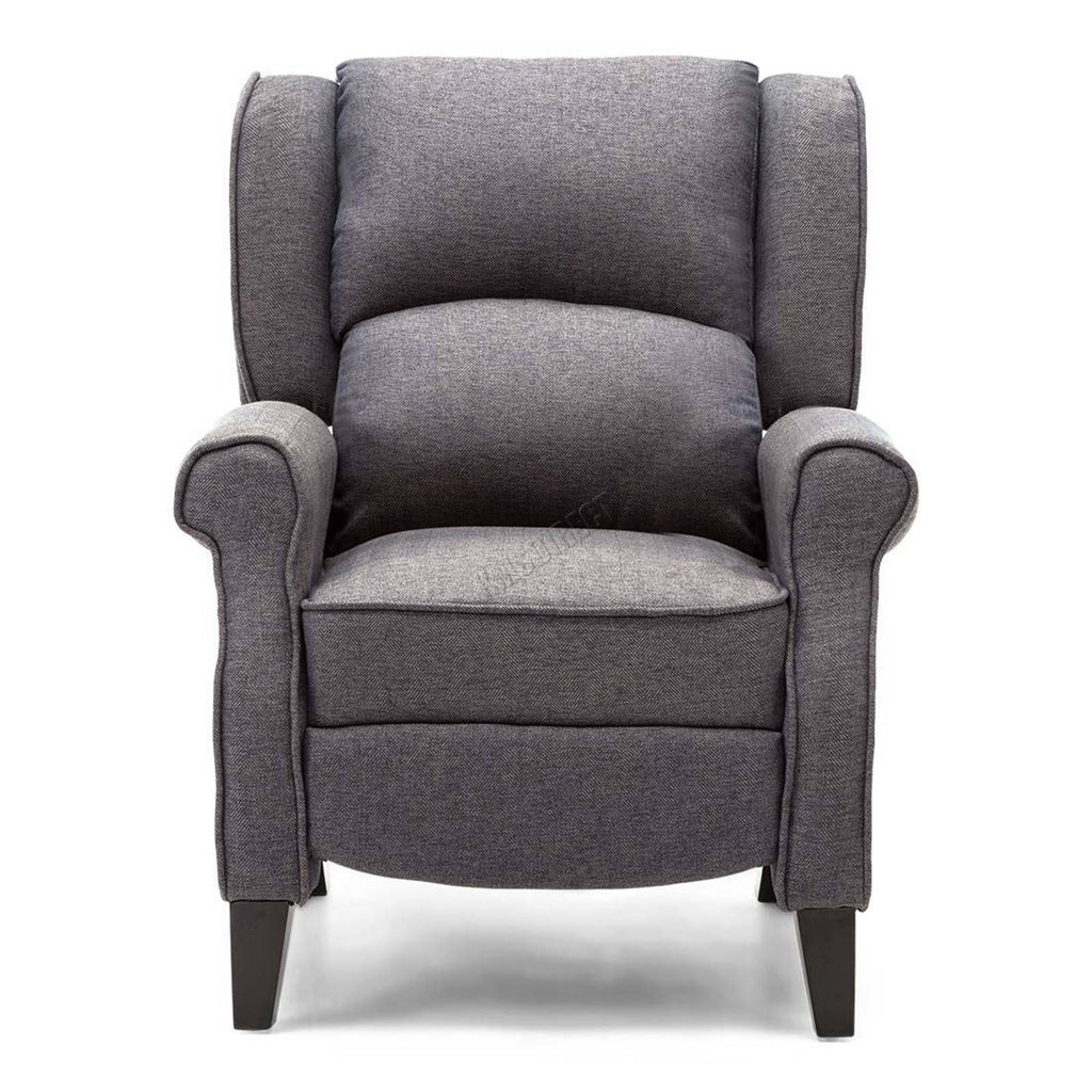Grey recliner armchair on a white background