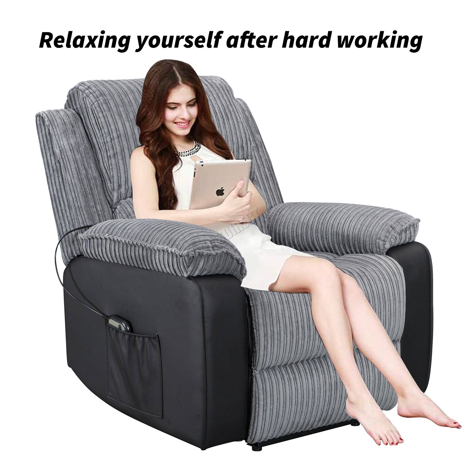 WestWood Recliner Sofa Fabric Electric Faux Leather Armchair RS06