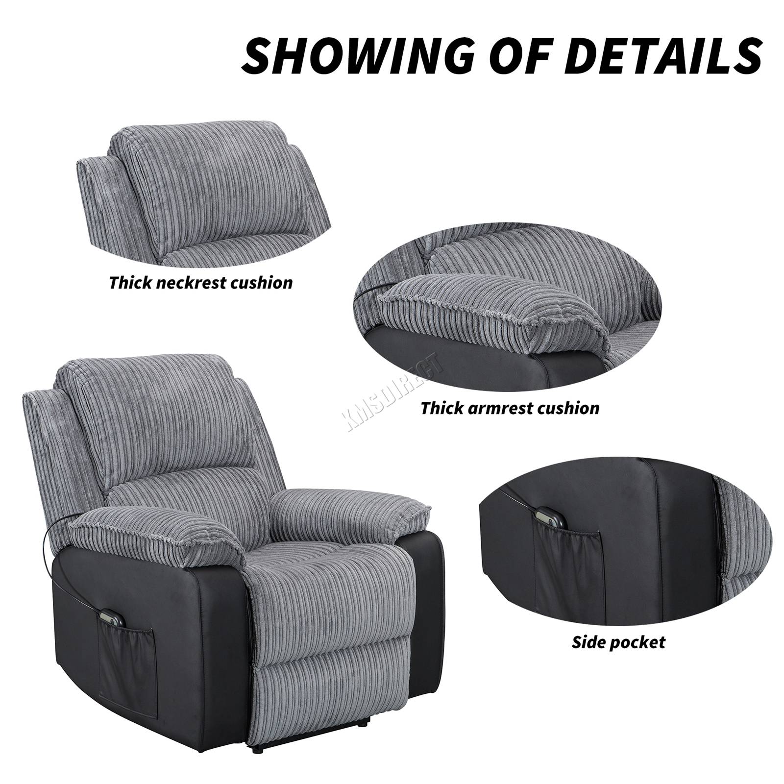WestWood Recliner Sofa Fabric Electric Faux Leather Armchair RS06