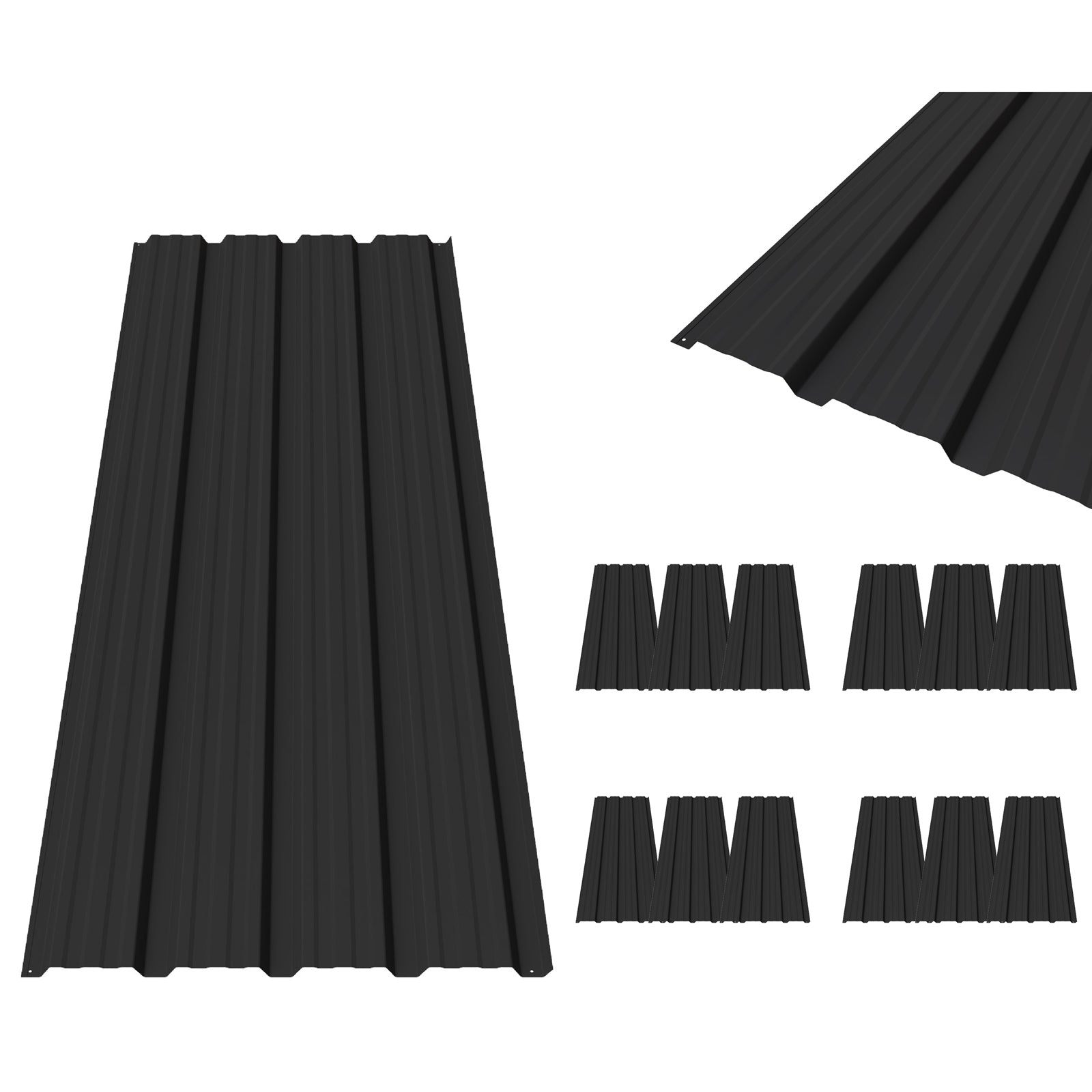 BIRCHTREE 129x45cm Roof Sheets 12X Corrugated Metal Roofing Panels