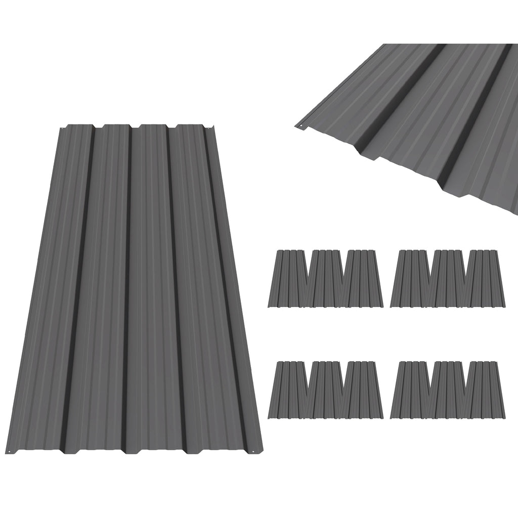 BIRCHTREE 129x45cm Roof Sheets 12X Corrugated Metal Roofing Panels