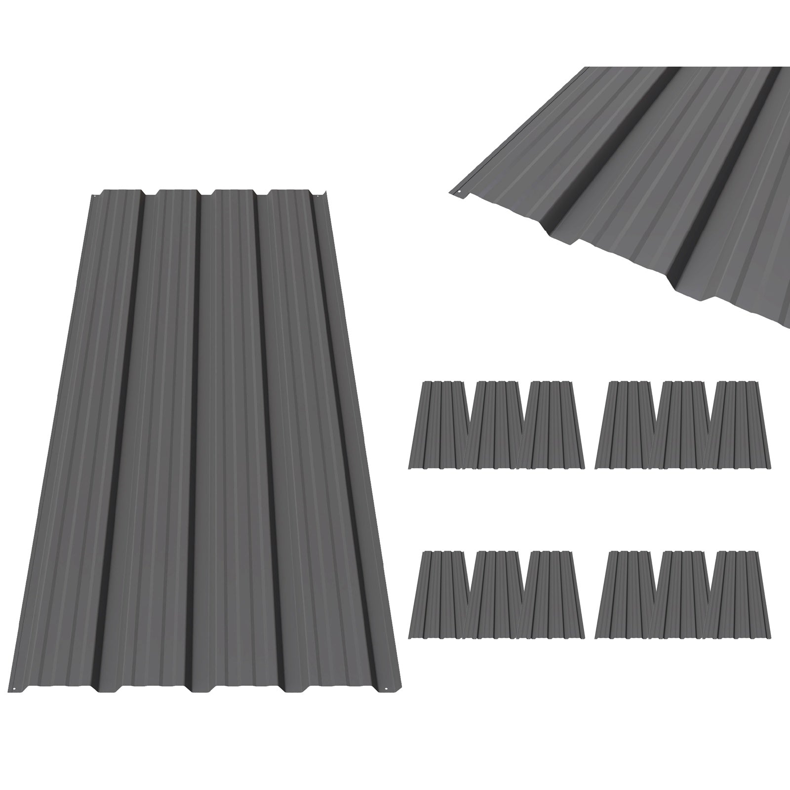 BIRCHTREE 129x45cm Roof Sheets 12X Corrugated Metal Roofing Panels