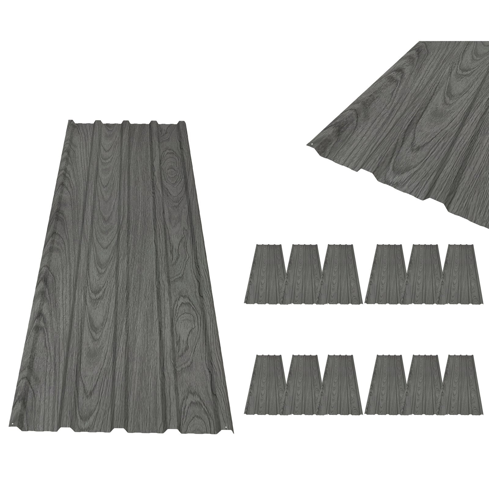 BIRCHTREE 129x45cm Roof Sheets 12X Corrugated Metal Roofing Panels