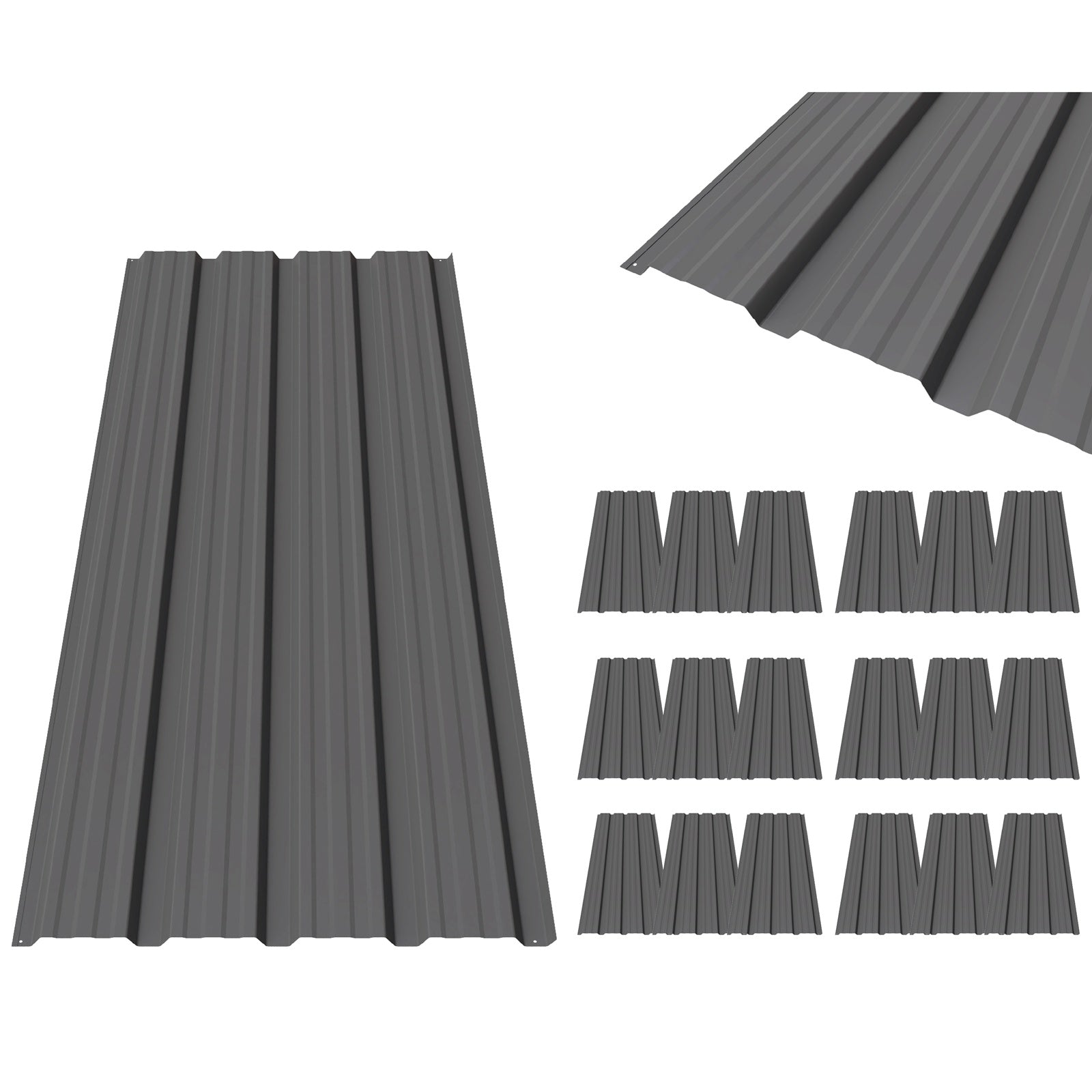 BIRCHTREE 129x45cm Roof Sheets 18X Corrugated Metal Roofing Panels