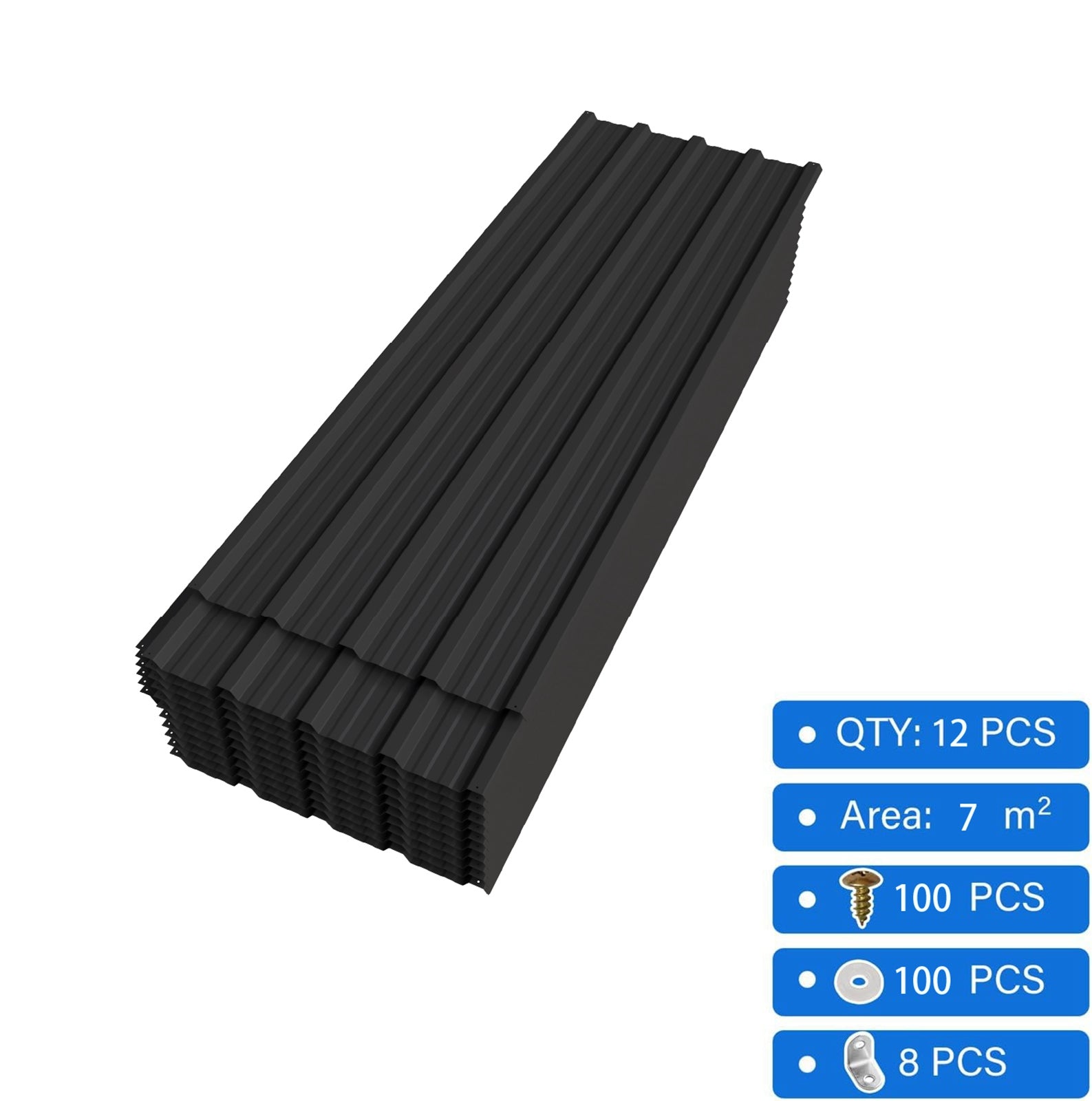 BIRCHTREE 129x45cm Roof Sheets 12X Corrugated Metal Roofing Panels