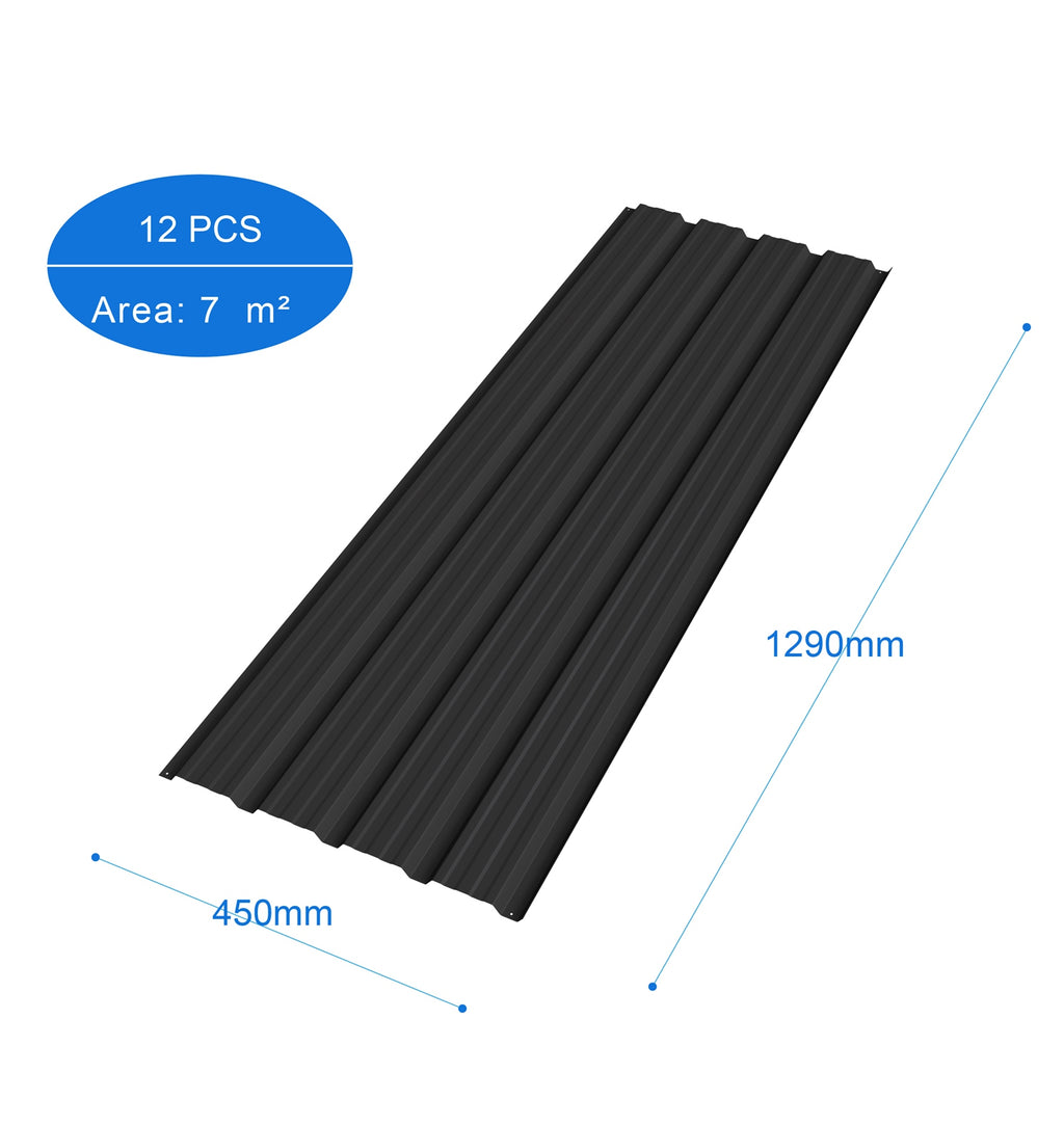 BIRCHTREE 129x45cm Roof Sheets 12X Corrugated Metal Roofing Panels