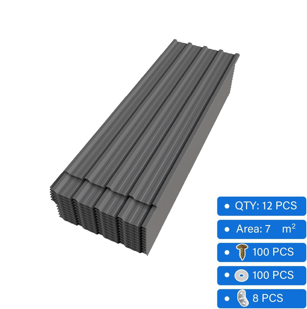 BIRCHTREE 129x45cm Roof Sheets 12X Corrugated Metal Roofing Panels