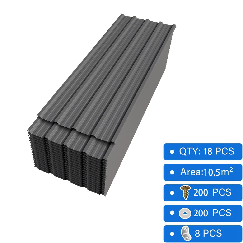 BIRCHTREE 129x45cm Roof Sheets 18X Corrugated Metal Roofing Panels