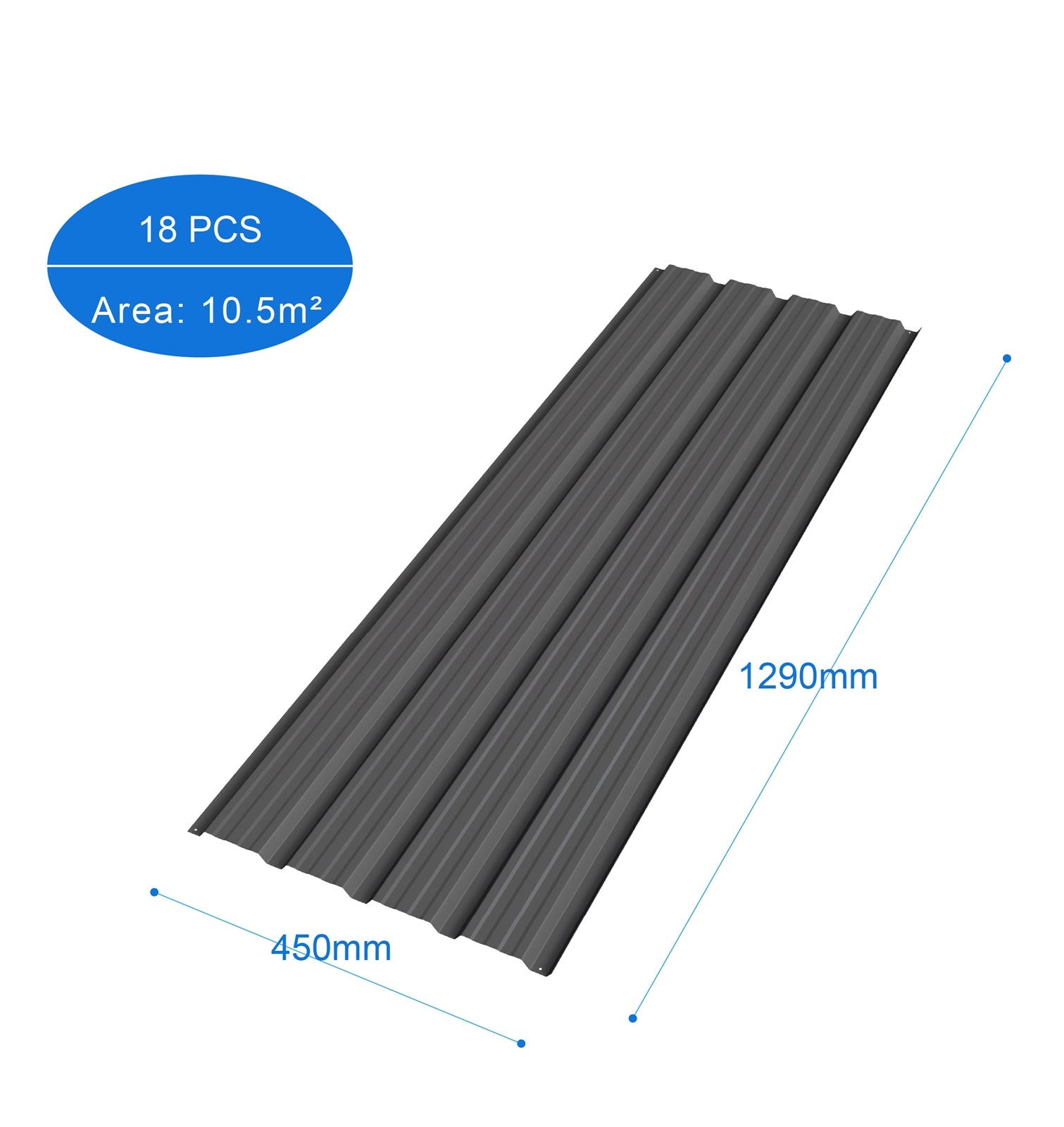 BIRCHTREE 129x45cm Roof Sheets 18X Corrugated Metal Roofing Panels
