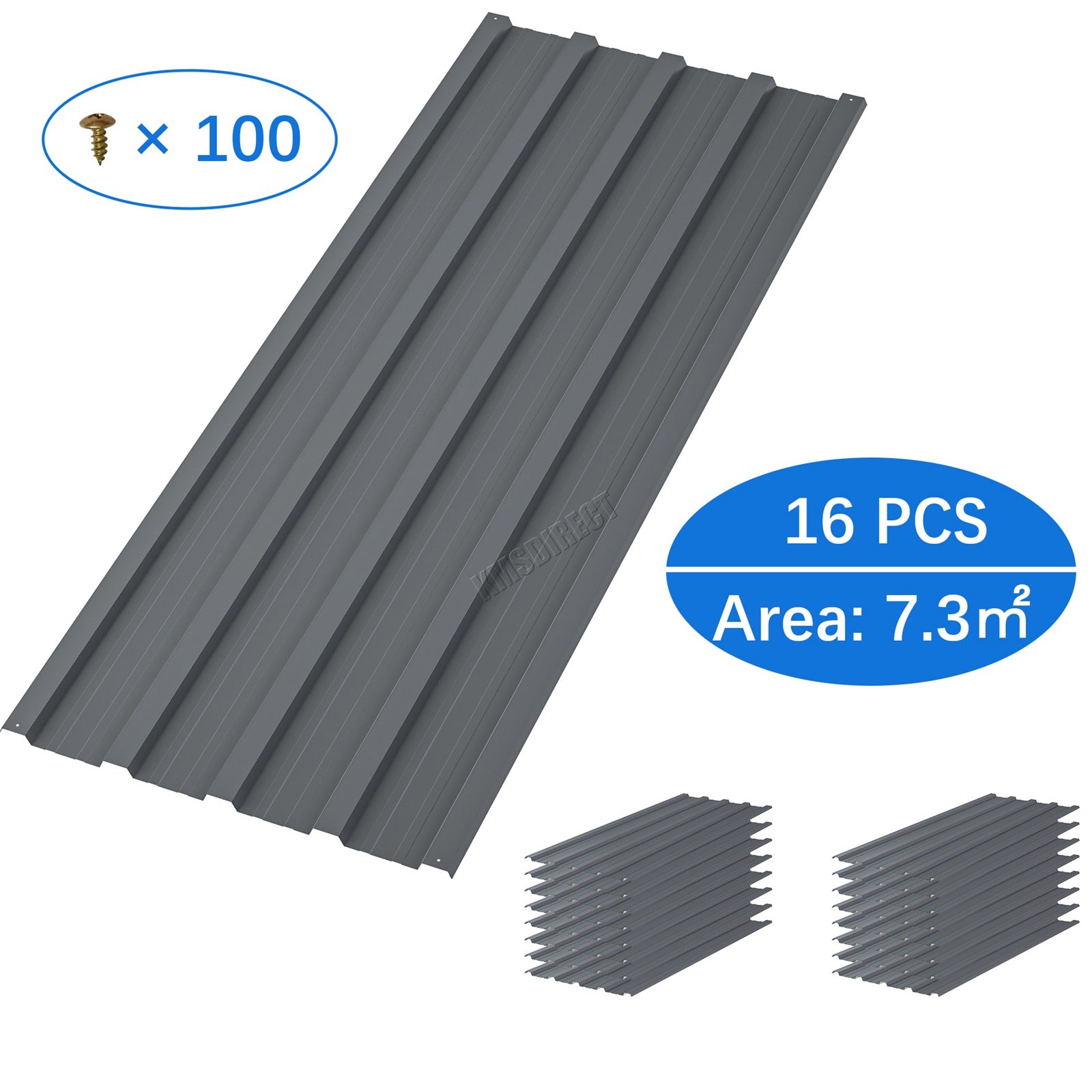 BIRCHTREE 108x45cm Roof Sheets 16X Corrugated Metal Roofing Panels