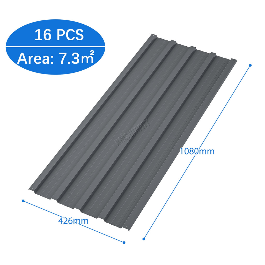 BIRCHTREE 108x45cm Roof Sheets 16X Corrugated Metal Roofing Panels