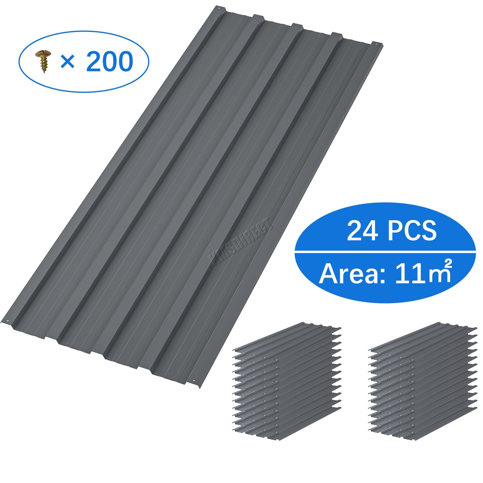 BIRCHTREE 108x45cm Roof Sheets 24X Corrugated Metal Roofing Panels