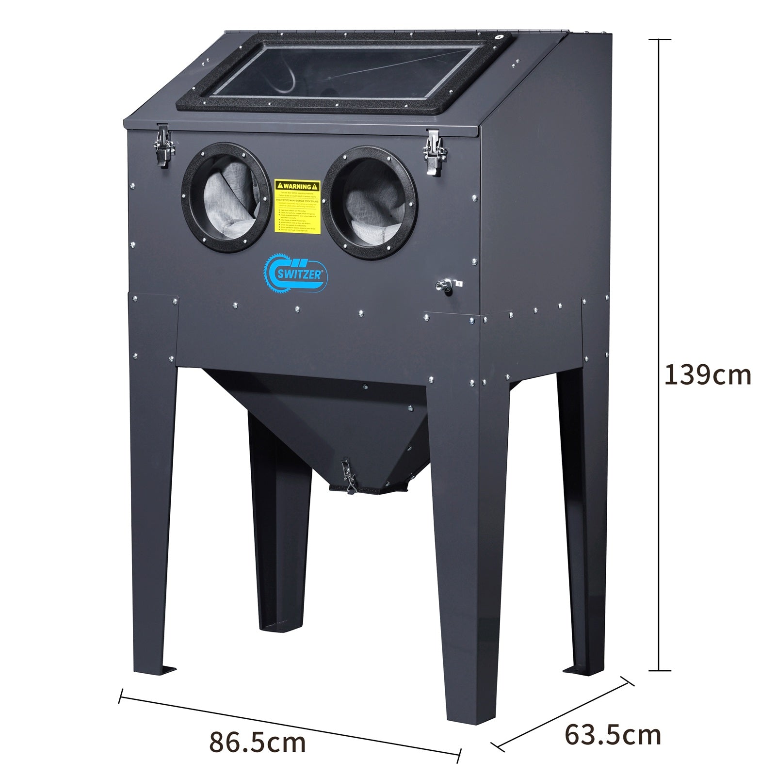 SwitZer Magnum Sandblaster Cabinet Sandblastering SBC220 With LED Light