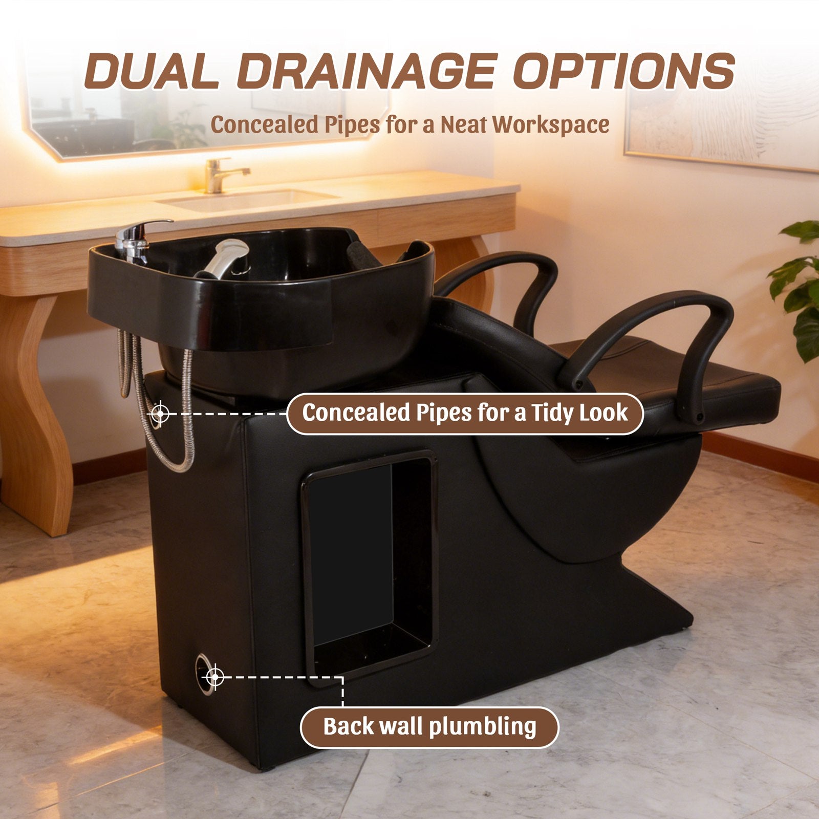 WestWood Shampoo Bowl and Chair Set Black