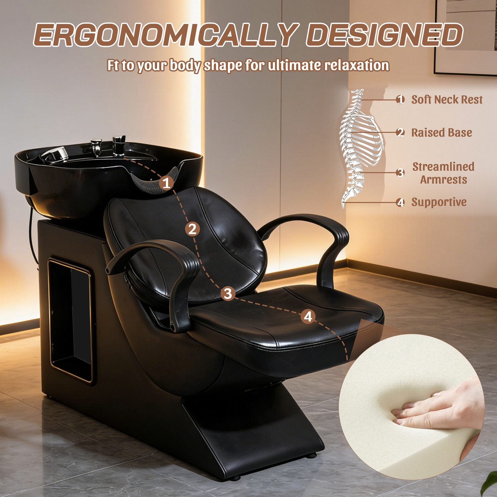 WestWood Shampoo Bowl and Chair Set Black