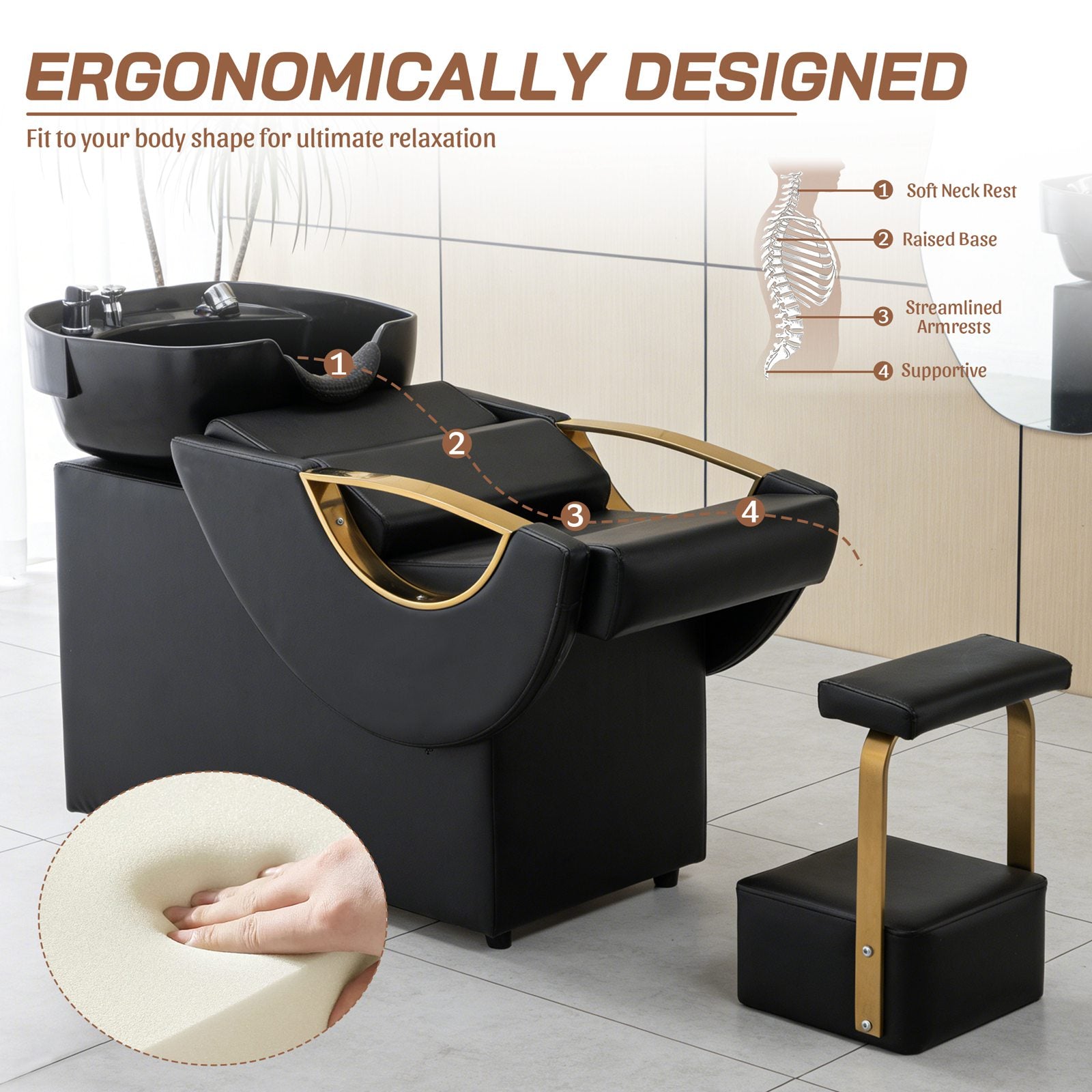 WestWood Shampoo Bowl Chair SBCS02 Black