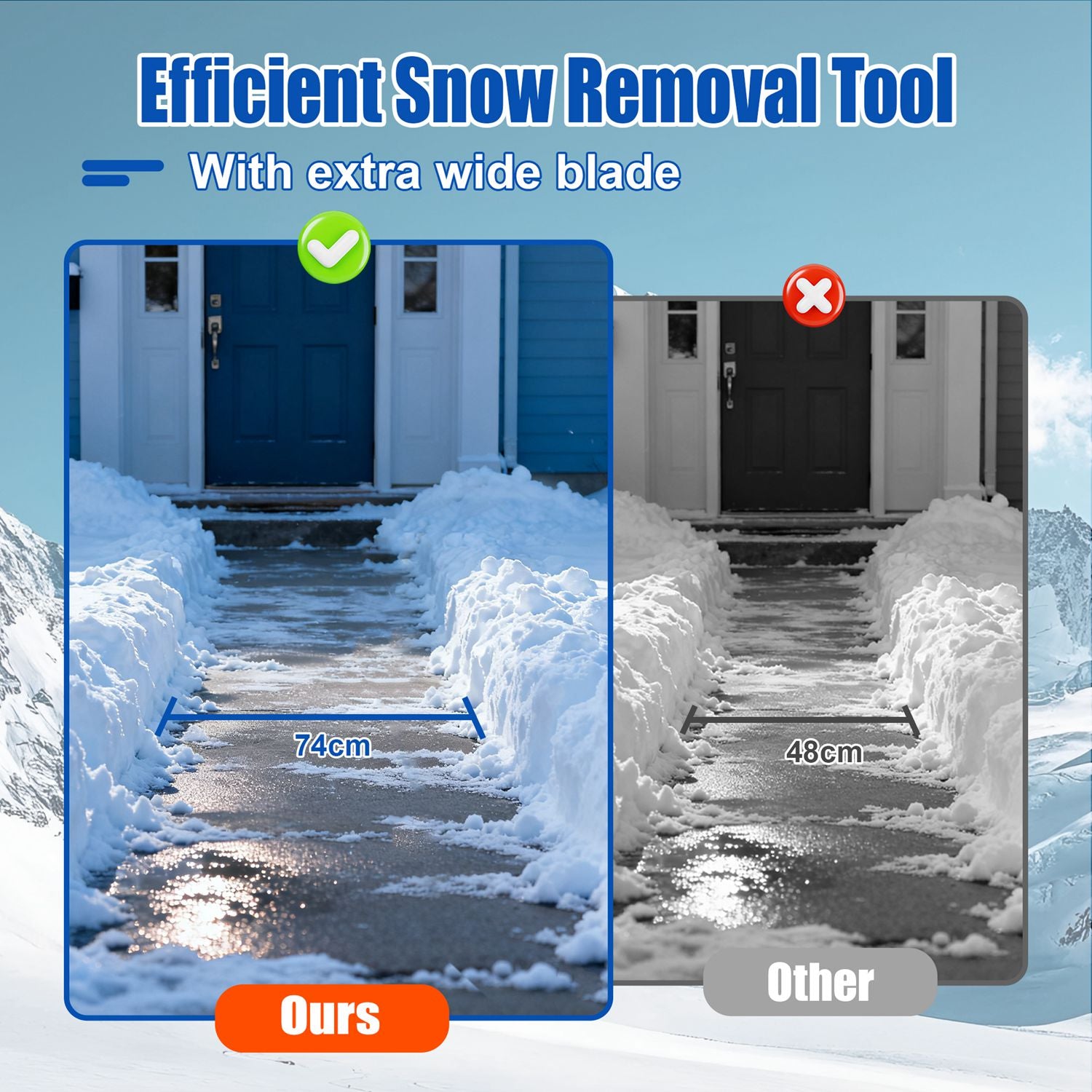 SwitZer Metal Snow Shovel W/ Wheels Grey