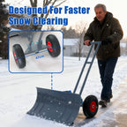 SwitZer Metal Snow Shovel W/ Wheels Grey
