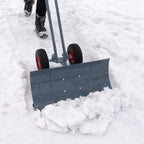 SwitZer Metal Snow Shovel W/ Wheels Grey