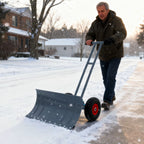 SwitZer Metal Snow Shovel W/ Wheels Grey