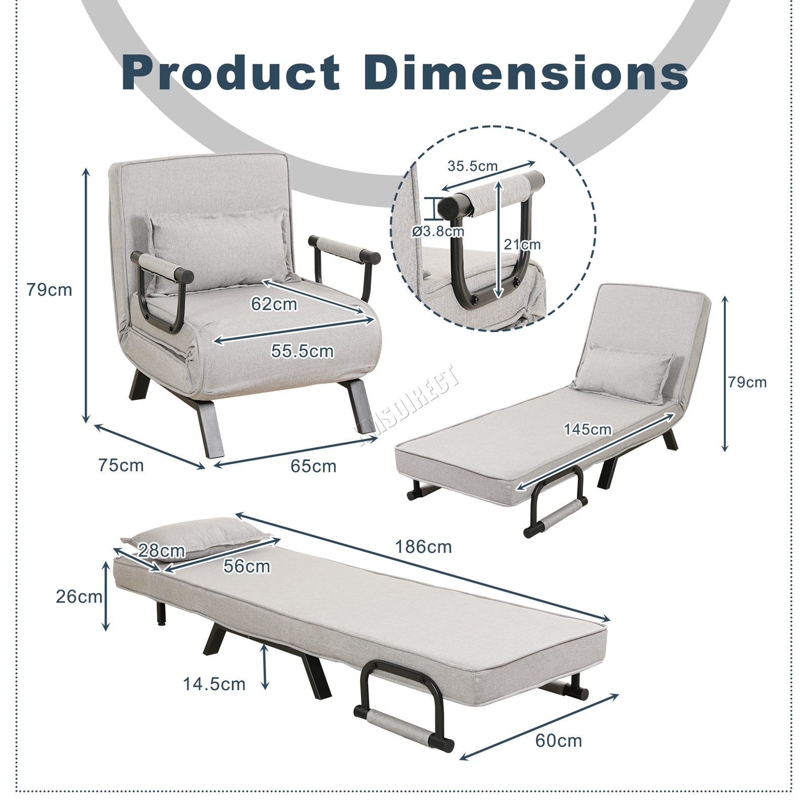 WestWood Sofa Bed 4-in-1 Convert Folding Recliner