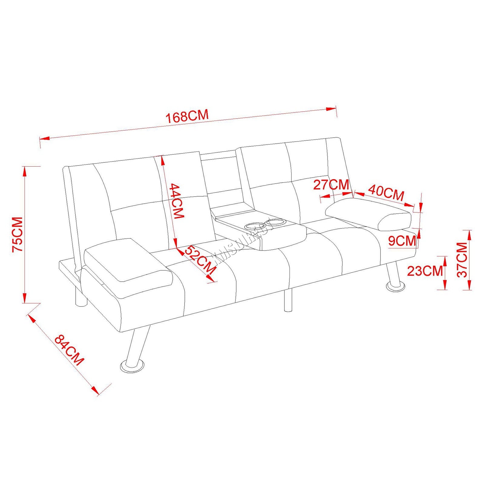 WestWood Sofa Bed Fabric Manhattan Recliner 3 Seater