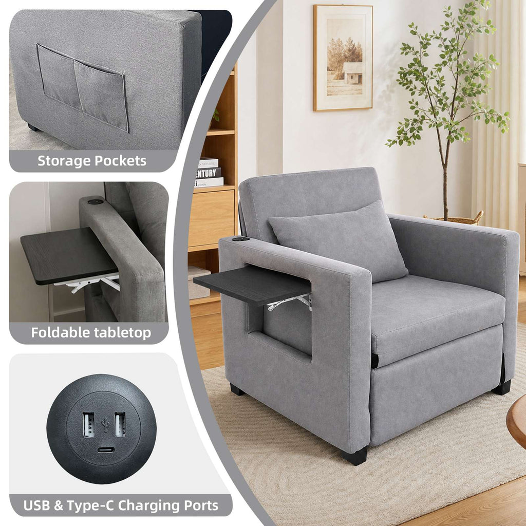 WestWood 3-in-1 Convertible Single Sofa Bed Grey