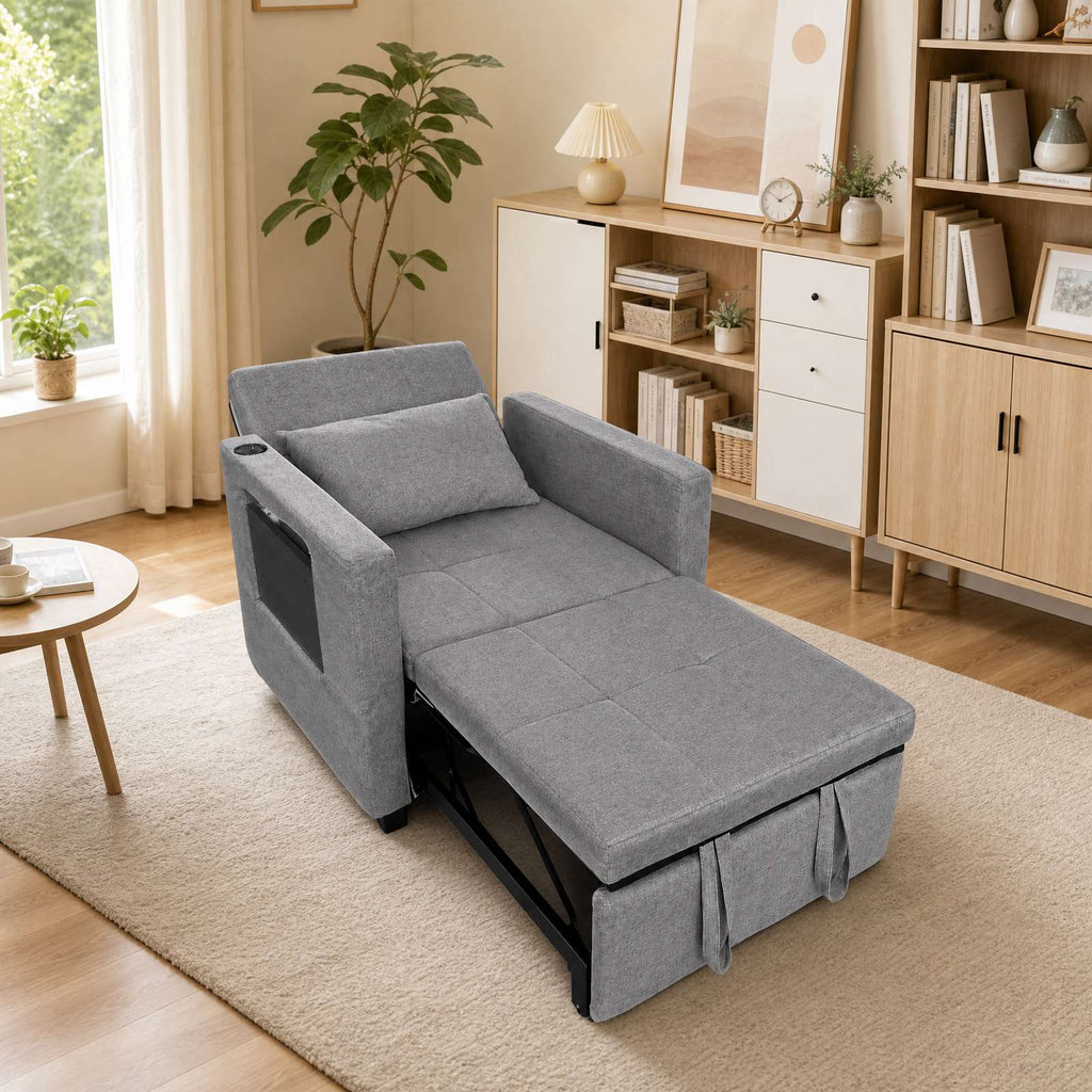 WestWood 3-in-1 Convertible Single Sofa Bed Grey