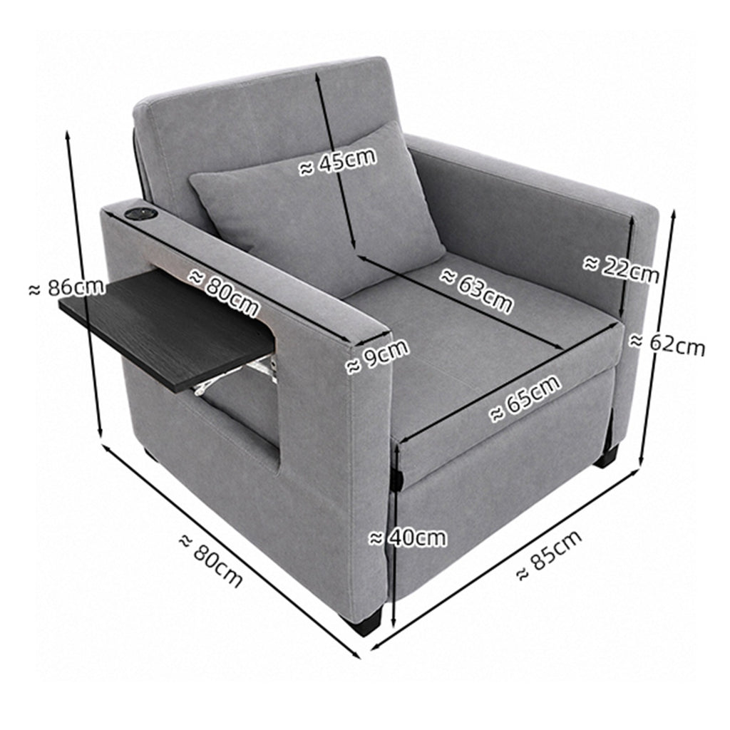 WestWood 3-in-1 Convertible Single Sofa Bed Grey