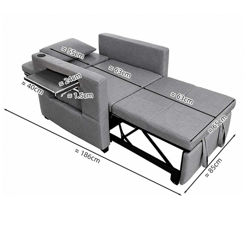 WestWood 3-in-1 Convertible Single Sofa Bed Grey
