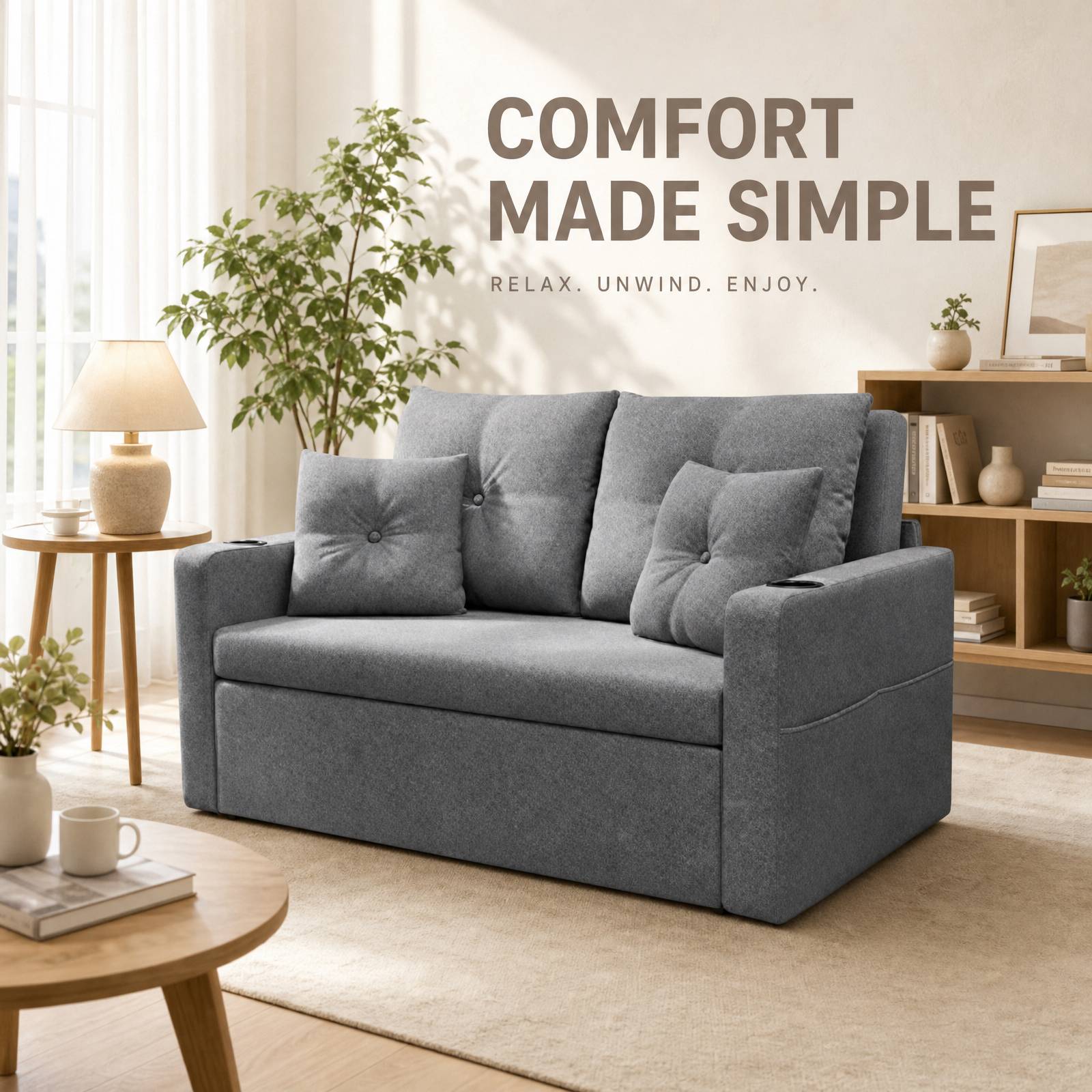 WestWood 3-in-1 Convertible Double Sofa Bed Grey