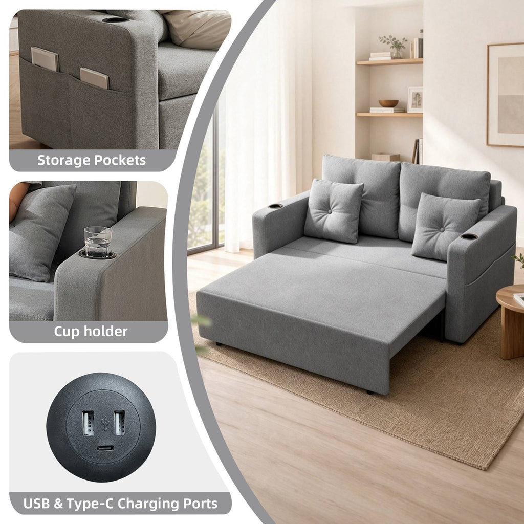 WestWood 3-in-1 Convertible Double Sofa Bed Grey