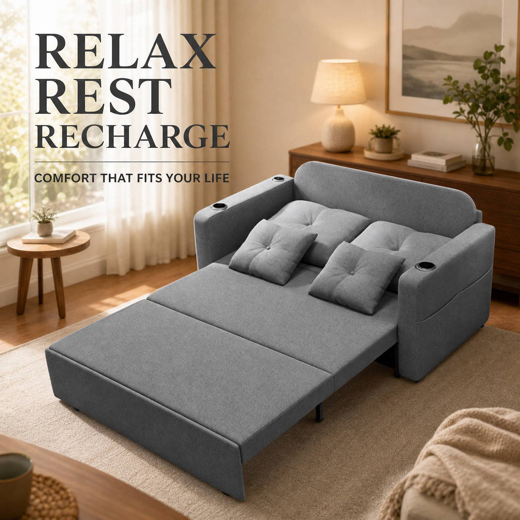 WestWood 3-in-1 Convertible Double Sofa Bed Grey