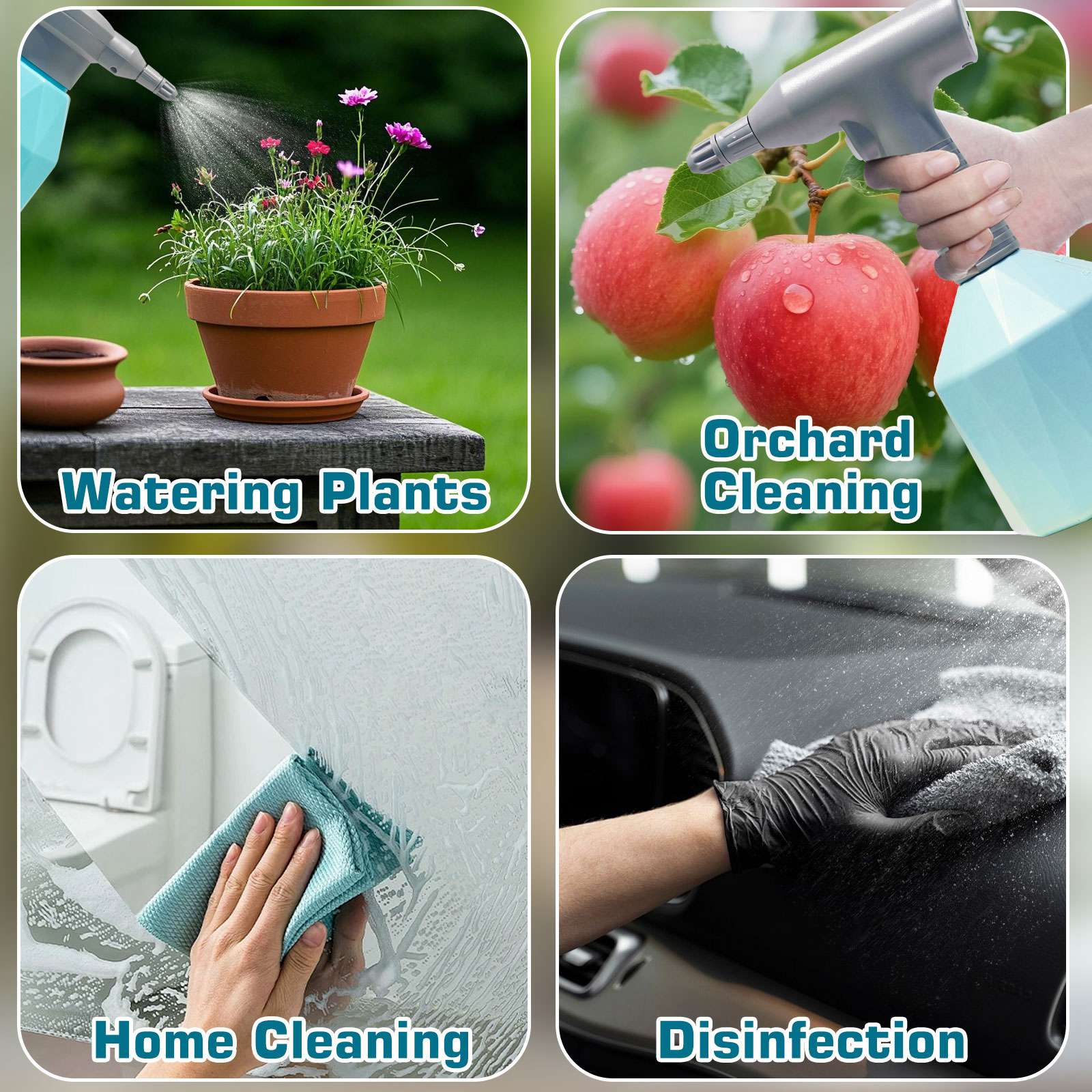 BIRCHTREE Electric Garden Sprayer Bottle with USB Type-C Charger